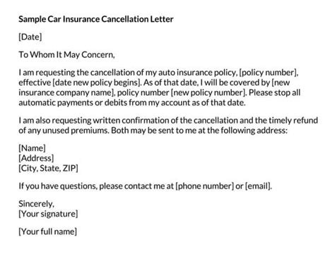 insurance cancellation letter sample letters examples