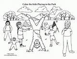 Playing Kids Park Coloring Clipart Drawing Cartoon Pdf Print Coloringhome Comments sketch template