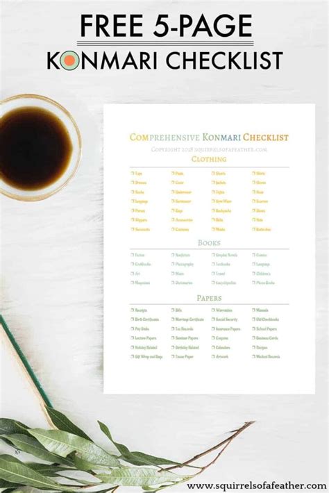 ultimate  comprehensive konmari checklist  page printable
