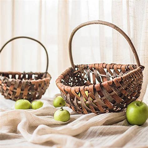 home collection rustic natural tree bark basket  carry handle