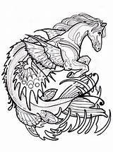 Kelpie Selkie Colouring Cryptid Folklore Alebrijes Cryptozoology Tattoo Resonanteye Seahorses Colorear Seahorse Designlooter sketch template