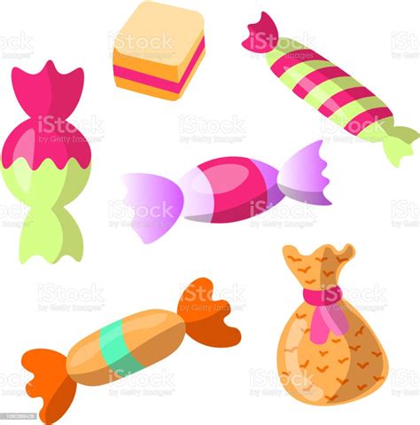 Sweet Cartoon Candy Set Collection Of Sweets Cartoon Style Jelly Candy