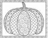 Coloring Pumpkin Pages Adults Print sketch template