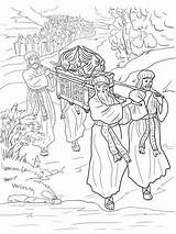 Coloring Covenant Ark Pages Jordan Joshua River Carrying Israelites Cross sketch template