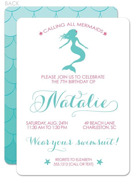 mermaid birthday invitation printed mermaid party invitations
