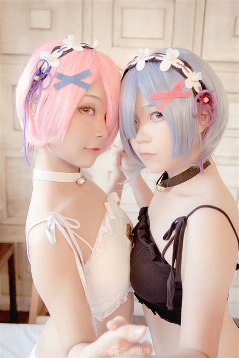 ram x rem cosplay cat bra version by yuni and momoe ren hentai cosplay