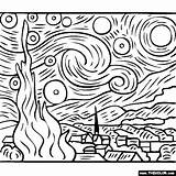 Coloring Gogh Van Vincent Starry Night Pages Paintings Famous Gif Choose Board Desenhos sketch template