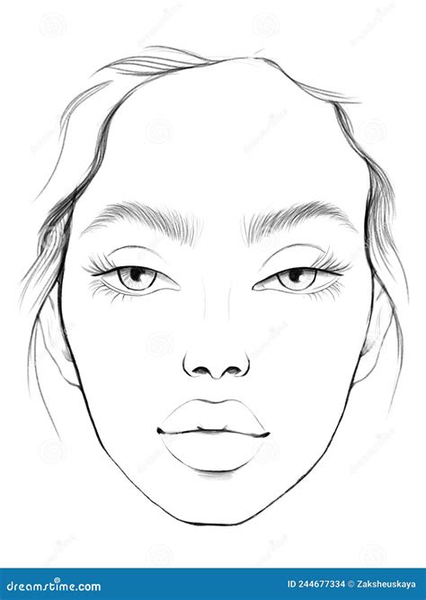 face chart makeup artist blank template illustration cartoondealer