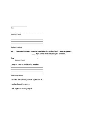 notice  vacate letter  landlord  tenant forms  templates