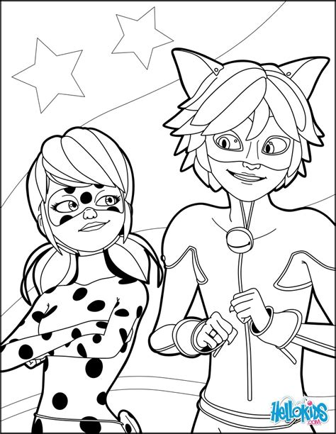 ladybug  chat noir coloring pages hellokidscom