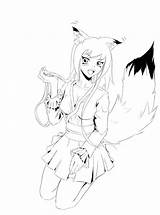 Girl Coloring Anime Fox Wolf Pages Cute Drawing Manga Cat Colouring Choose Board Print Cartoon sketch template