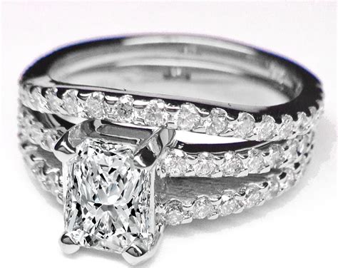 Engagement Ring Radiant Cut Diamond Double Band Engagement Ring