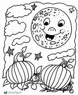 Halloween Coloring Pages Moon Sheets Kids Smiling Happy Printable Fun sketch template