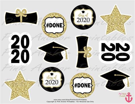 printable graduation cupcake toppers  wrappers black etsy