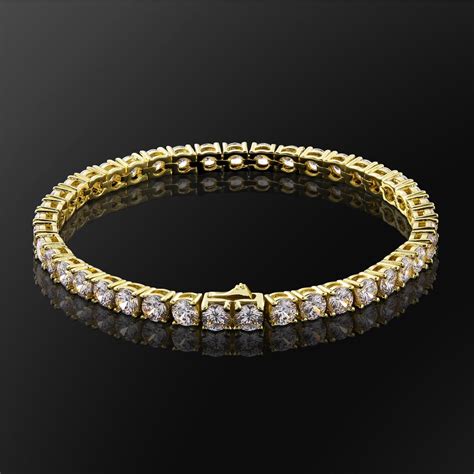 mm cz diamond tennis bracelet   gold  men krkc krkcco
