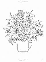 Coloring Pages Floral Bouquets Flowers Book Adult Flower Adults Dover Patterns Drawing Printable Embroidery Colorful Printables sketch template