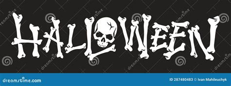 scary halloween letters monochrome banner stock vector illustration