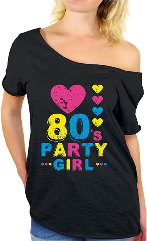 Awkward Styles 80s Girl Shirt Off Shoulder 80s Party Girl