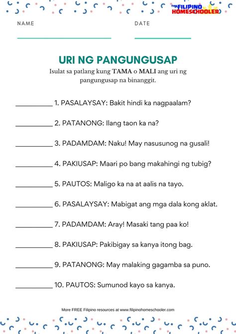pang uri  nito worksheet st grade worksheets workbook mga halimbawa  filipino homeschooler
