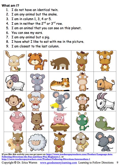 written instructions worksheet