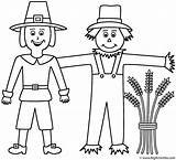 Coloring Scarecrow Thanksgiving Pilgrim Pages Pilgrims Sheet School Sunday Turkey sketch template