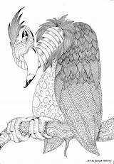 Coloring Pages Adult Sheets Adults Printable Book Colouring Coloriage Buzzard Shivery Joseph Animals Zentangle Detailed Animal Explore Voor Kleuren Bird sketch template