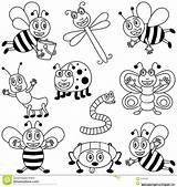 Insects Coloring Kids Drawing Insect Stock Royalty Pages Cartoon Vector Drawings Bee Book Illustration Children Sheet Dreamstime Draw Funny Board sketch template