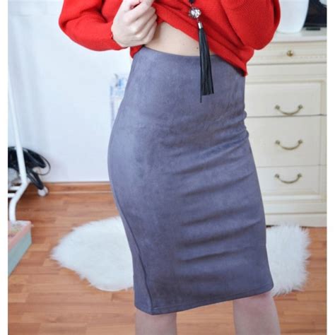 Skirts Suede Split Thick Stretchy Skirt Female Bodycon