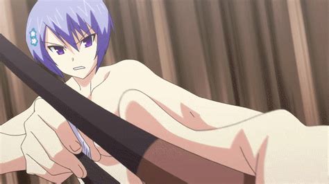 rule 34 animated animated blue hair bow weapon breasts flower