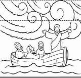 Jesus Storm Calms Coloring Calming Bible Pages Preschool Kids Sea Drawing Crafts School Sunday Sheets Line Craft Boat Colouring Printable sketch template