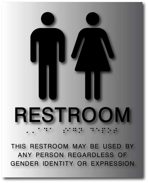 Unisex Gender Neutral Bathroom Sign In Brushed Aluminum