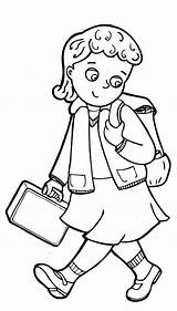 School Coloring Clipart Girl Going Pages Little Cute Back Drawing Girls Cliparts Printable Preschool Clip Color Kids Panda Advertisement Sheet sketch template