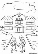 School Coloring Going Girl Boy Pages Printable Book sketch template
