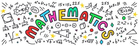 Mathematics Maths Doodles Colorful Lettering White Background