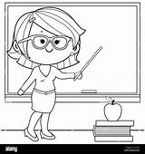 Classroom Teacher Teaching Coloring Blackboard sketch template