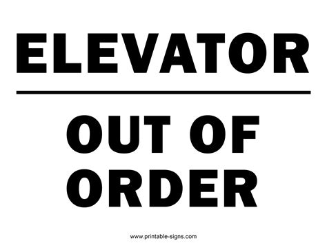 elevator   order sign printable signs
