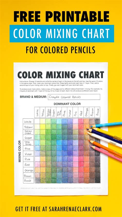 color mixing chart  sarah renae clark coloring book artist