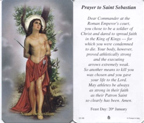 sebastian st sebastian prayers holy cards