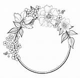 Flower Drawing Border Coloring Wreath Pages Rose Flowers Floral Drawings Borders Color Draw Outline Embroidery Colouring Silhouette Hand Easy Fiori sketch template