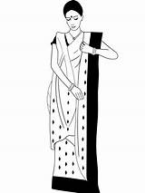 Bengali Sari Clipart Step Woman Saree Style Wear Clipground sketch template