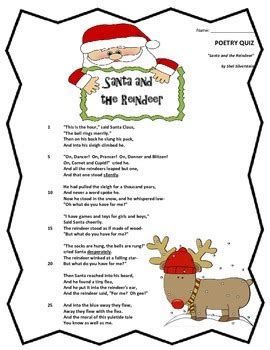 poem  quiz santa   reindeer holiday poems poetry quiz poems