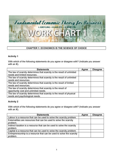 activity work chart  chapter  economics   science  choice