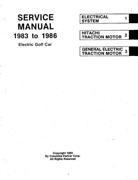 columbia parcar electric golf cart service repair manual