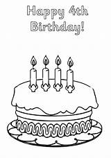 Birthday 4th Coloring Pages Happy Cake Fourth Printable Getcolorings Netart Color sketch template