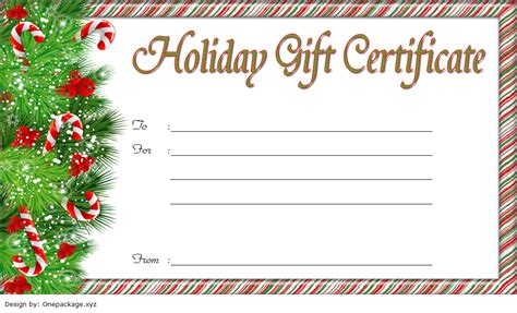 fill  christmas gift certificate template    package template