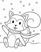 Squirrel Coloring Snow Pages sketch template