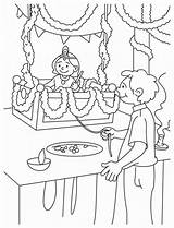 Janmashtami Krishna Diwali Vaisakhi Holi Baisakhi Festivals Worksheets Chitra Varnan Shri Celebrating Gopal Laddu Template Familyholiday sketch template