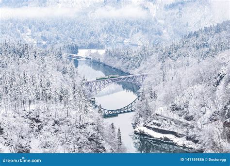 tadami  train  tadami river  winter fukushima japan stock photo image