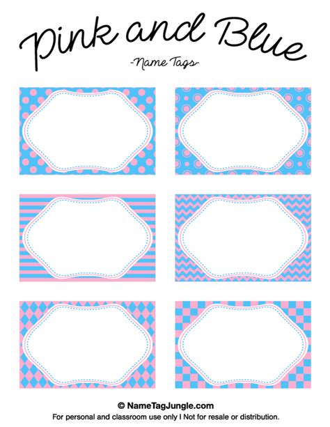 printable pink  blue  tags featuring patterns