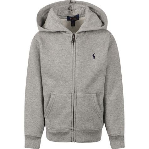 polo ralph lauren logo zipped hoodie  grey bambinifashioncom